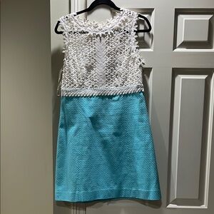 Lilly Pulitzer White and Blue A-Line Dress for Wedding Guest